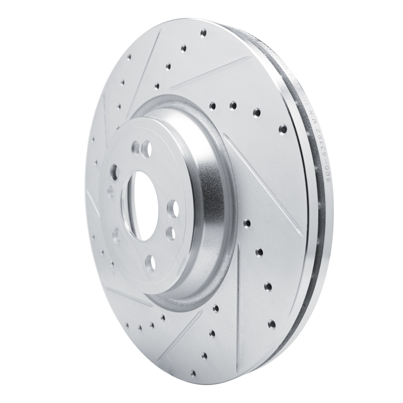 Mercedes-Benz GLE350 Brake Rotor (1) - Front Left - R1 Concepts - Drilled & Slotted - Silver - `20-`25